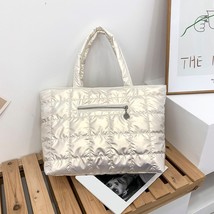 Fashion Quilted Lattice Shoulder Bags Female Solid Color Nylon Shopping Bag Wome - £30.22 GBP