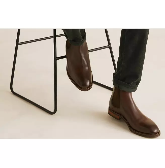 Men&#39;s  Chocolate Brown Leather Chelsea Formal Pull On Ankle Business/ Dr... - $149.99+