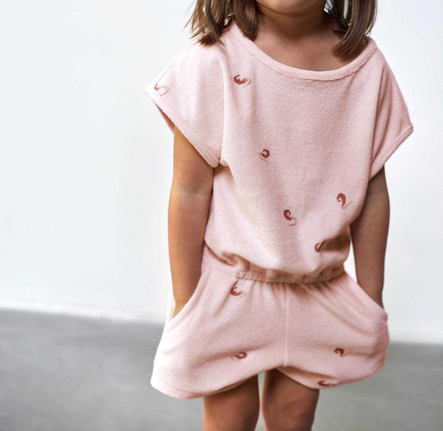 Omamimini terry romper in Pink
