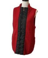 Drapers &amp; Damons Knit Red Sweater Vest Sz L Full Front Zipper Collar Red... - £18.86 GBP
