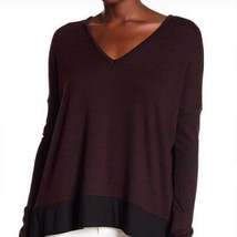 $165 Rag &amp; Bone oversize V Neck Sweater womens S burgundy + black boxy p... - £17.97 GBP