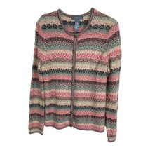 Koret Womens Sweater Size Small Lambs Wool Pink Green Long Sleeve Cottag... - £18.95 GBP