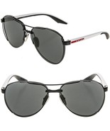 PRADA 51Y Linea Rossa Sport Active Sunglasses White Black Rubber Aviator... - $353.43