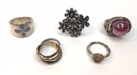 Estate Find Ring Lot 5 pc Costume and Fashion Mixed Assorted Sizes - £13.58 GBP