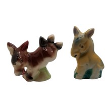 Vintage Ceramic Donkey Burro Salt &amp; Pepper Shakers Made In Japan Anthropomorphic - £10.54 GBP