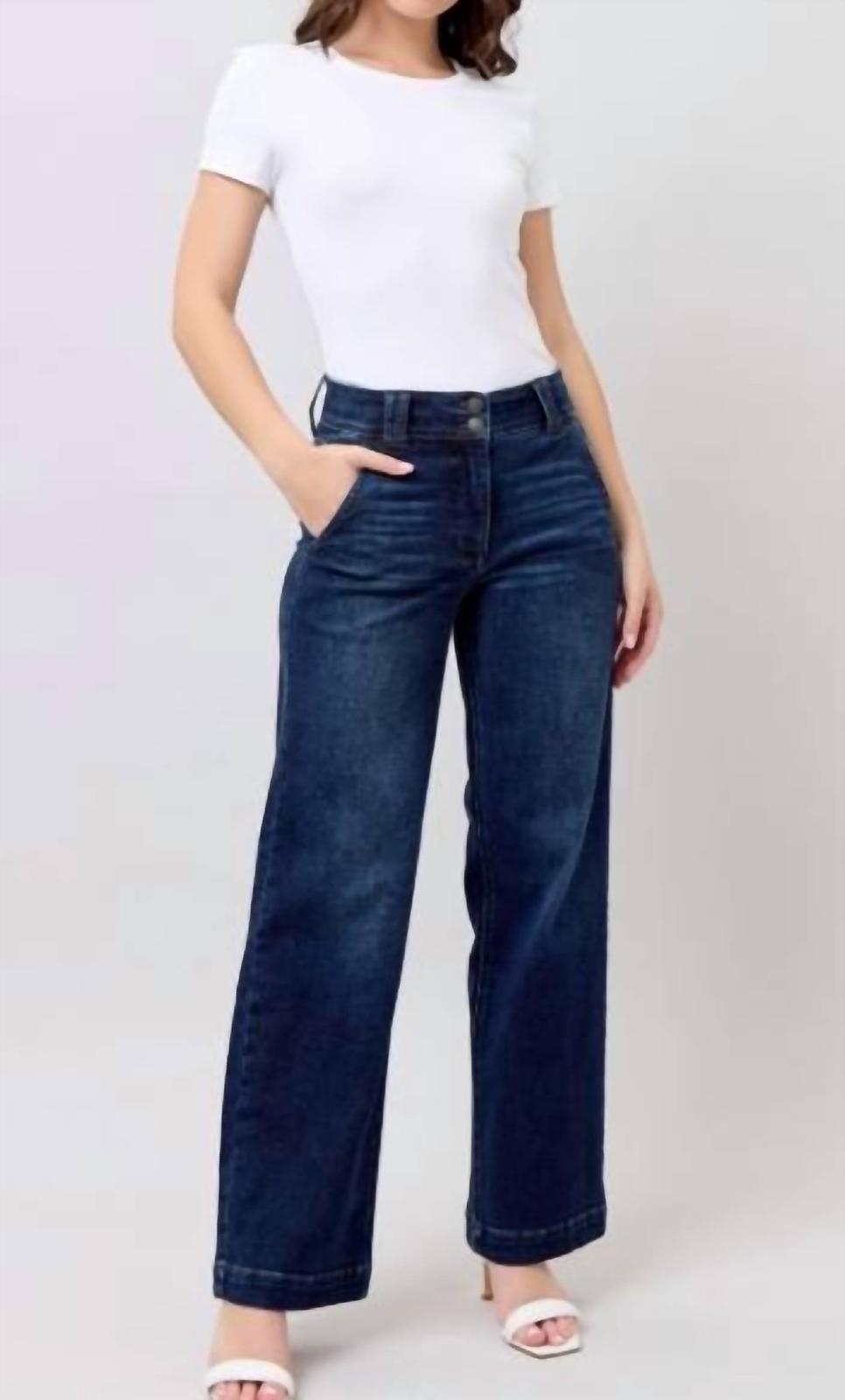 Judy Blue Adrianna Hw Wide Leg Jean Dark Wash Blue - $65.00