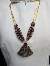 &quot;&quot;Coconut Shell Pendant On Gold Cording&quot;&quot; - Hand Crafted - Summer Fun - £6.99 GBP
