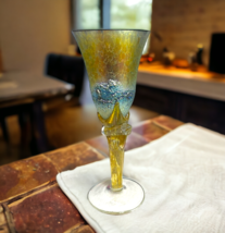 Colin Heaney Art Glass Wine Goblet Chalice Iridescent Vintage 1997 Signe... - $373.99