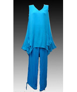 Two Piece White Beach Lounge Set Womens Pants Uneven Hem Top ONE SIZE NWT - $19.00