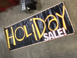 Holiday Sale Banner Sign Retail Store Black Yellow White 58 X 24in - £7.91 GBP
