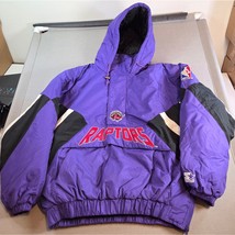 Vintage 1995 Starter Toronto Raptors NBA Hooded 1/4 Zip Pullover Jacket XL - $349.95