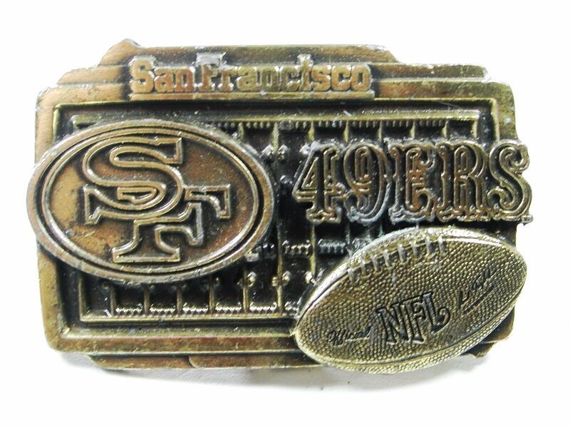 Vintage San Francisco 49ers NFL Licencia Oficial Latón Hebilla de Cinturón USA - $42.00