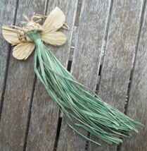 Vintage Christmas  Raffia / Corn Husk Angel Ornament 9&quot; Turquoise  Silvestri - £9.34 GBP