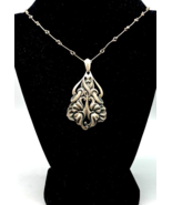 Vintage Rose Pendant Necklace 22&quot; Art Nouveau 835 Silver Dutch Sword Mar... - $2,383.78 MXN