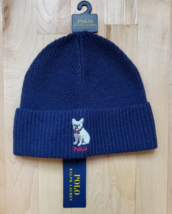 Polo Ralph Lauren Navy FRENCH BULLDOG Frenchie Wool-Blend Beanie Hat New - $78.32 CAD