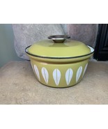 Vtg Cathrineholm Lotus Enamelware Dutch Oven Casserole 1.5qt Norway Butt... - $49.45