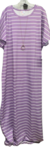 NWT LuLaRoe 3XL Light Purple &amp; White Stripes Maria Scuba Fabric Long Max... - $37.61
