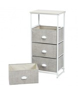 Chest Storage Tower Side Table Display Storage with 4 Drawers-Gray - Col... - £76.65 GBP