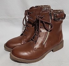 Wonder Nation Girls&#39; Brown Faux Leather Ankle Boots (Size 6) - New (No Box) - £10.23 GBP