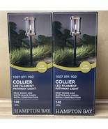 LOT OF 2 Hampton Bay Collier Low Voltage Gray Wood Path Light Seedy Glass - €24,18 EUR