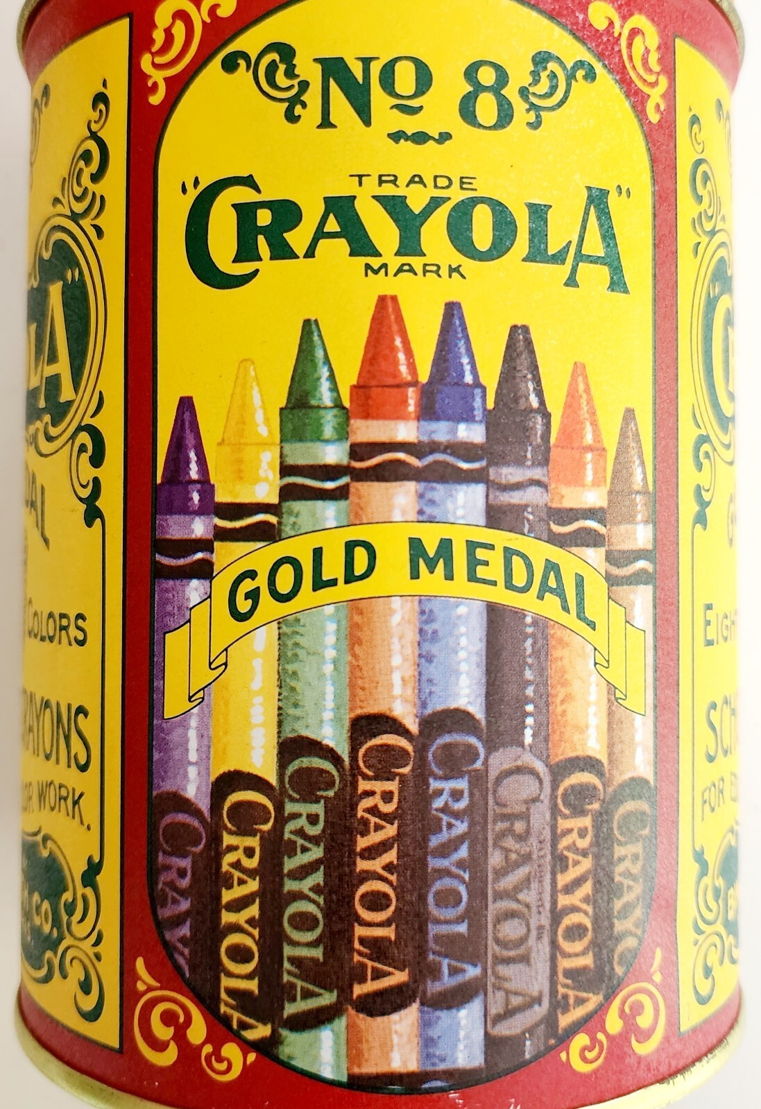 1982 Crayola No. 8 Crayons Tin 1903 VTG Replica Gold Medal Binney & Smith HW1 Item image 3