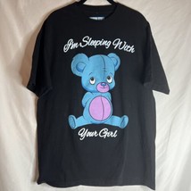 Naughty bear word print  black shirt sleeve T shirt men’s size Large - $412.20 MXN