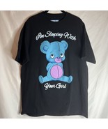 Naughty bear word print  black shirt sleeve T shirt men’s size Large - $412.20 MXN