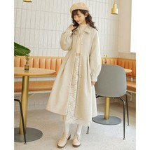French Vintage Woolen Coats Women Autumn Winter New Elegant Pleated Long Coat Fe - £53.48 GBP