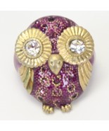 Rachel Roy Owl Ring 1-1/4&quot; H x 1&quot; W Metal Rhinestone Expandable  Purple ... - $17.86 CAD