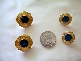 6 CARVED RIM 1″ GREEN ENAMEL GOLD BUTTONS - £12.56 GBP