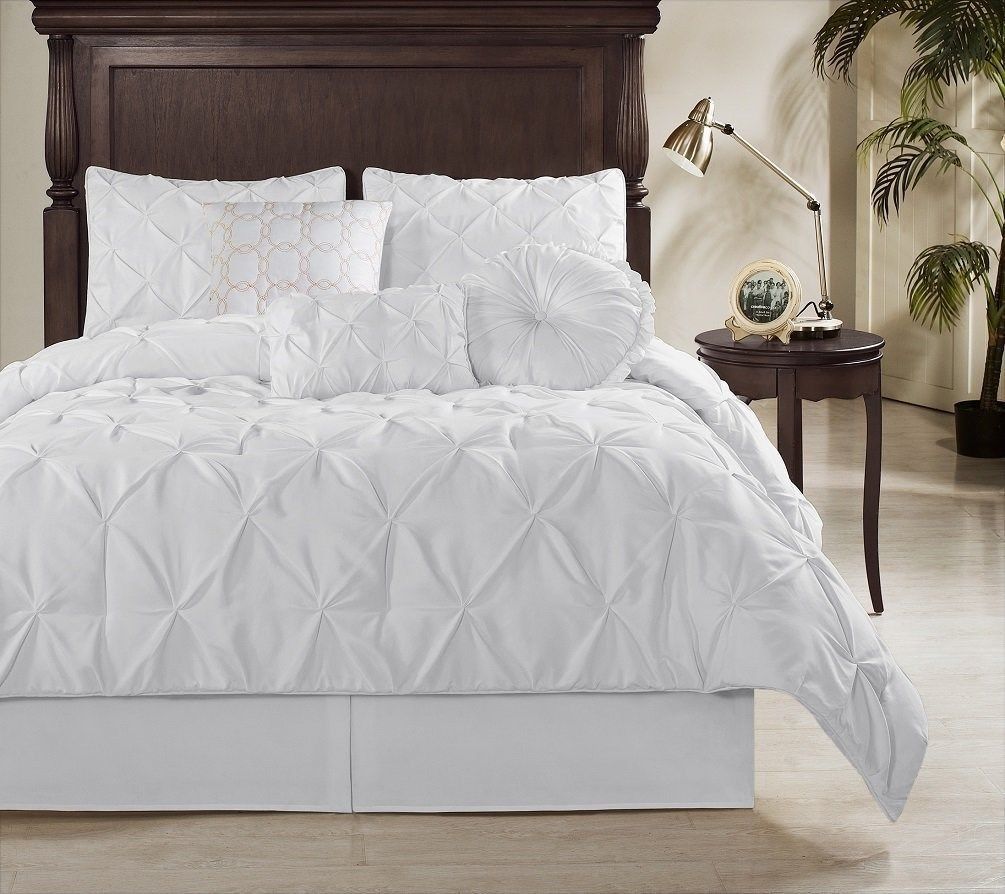7 Piece Elegant Sydney Pintuck Comforter Set Full White - $79.99