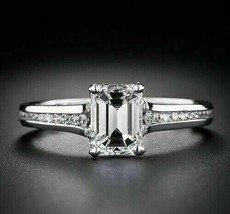 2.50CT Emerald Cut Cubic Zirconia Solitaire Engagement ring 925 Sterling Silver - £69.39 GBP