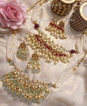 VeroniQ Trends-Bollywood Style Gold Plated Handmade Kundan Choker Necklace Set - £87.44 GBP