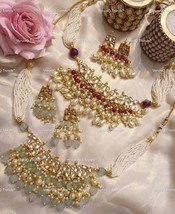 VeroniQ Trends-Bollywood Style Gold Plated Handmade Kundan Choker Necklace Set - £88.47 GBP