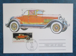 1988 25 Cents U. S. Postage &quot;1928 Locomobile&quot; First Day Of Issue Postcard - £1.46 GBP