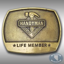 Vintage Belt Buckle 1996 Handyman Club Of America Life Member Gold Color - £31.73 GBP