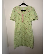 Vintage Bernette Green Nightgown Housecoat Pink Red Cherries Grannycore ... - €9,55 EUR