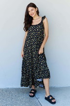 Doublju In The Garden Ruffle Floral Maxi Dress in  Black Yellow Floral - £26.37 GBP