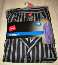Hanes Woven Mens Size S Small Pajama Set Black With Stripes New 55% Cotton - £15.25 GBP