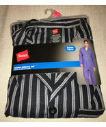 Hanes Woven Mens Size S Small Pajama Set Black With Stripes New 55% Cotton - £15.48 GBP
