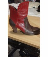 L&#39;Artiste Spring Step Quiditty Leather Boots Red Multi Color Size 38 Gre... - $62.66