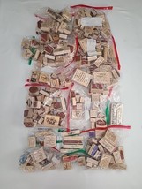 Huge Lot Wood Mounted Rubber Stamp Various Brands Sizes Themes Vintage + Modern - £74.65 GBP