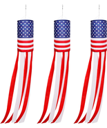 American US Flag Windsock Stars and Stripes 3Pcs 40 Inch for Flag Day an... - £17.53 GBP