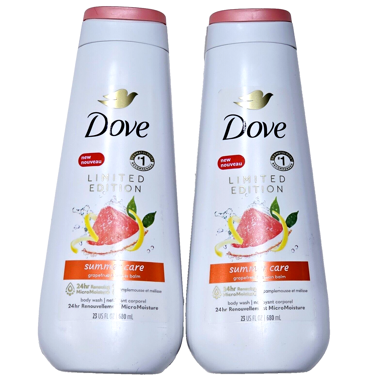 2 Pack Dove Summer Care Grapefruit & Lemon Balm Body Wash 23oz.