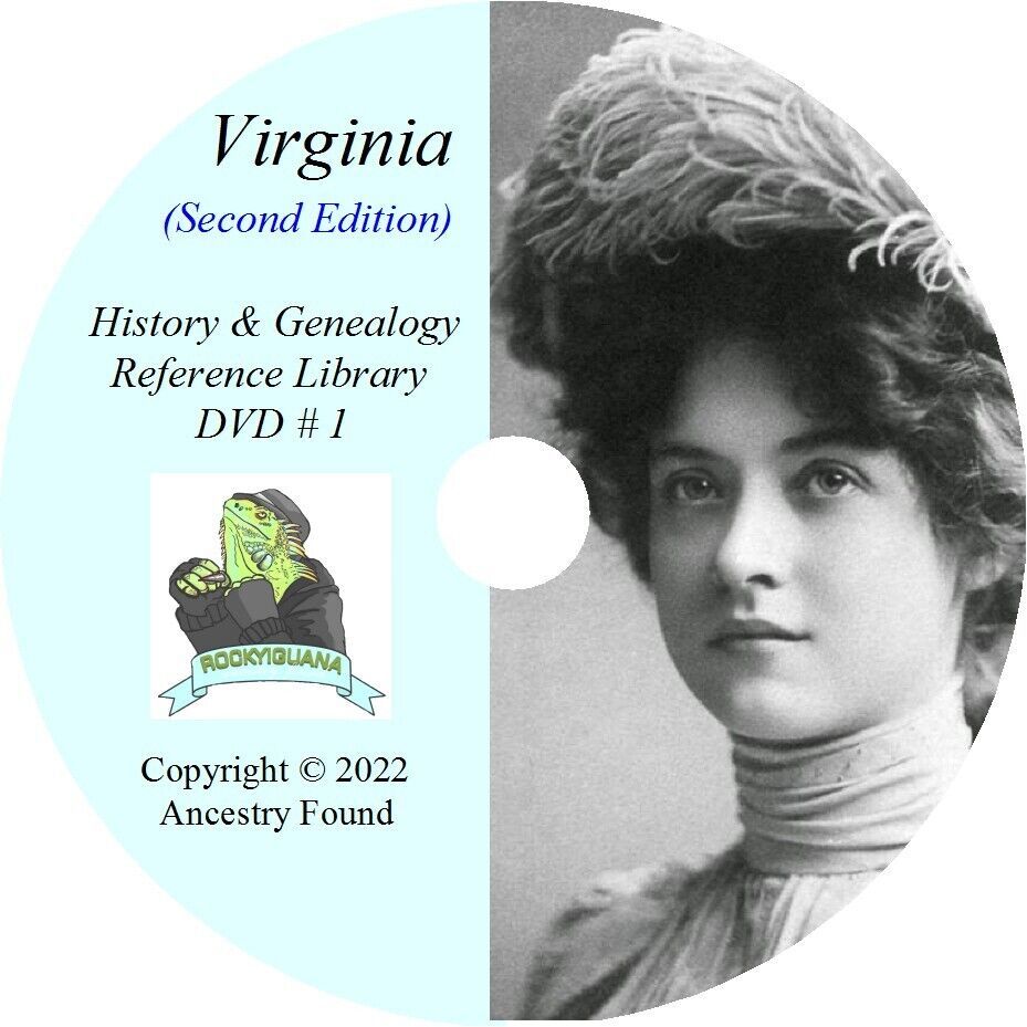 VIRGINIA - History & Genealogy - 270 Books on DVD, Ancestors, County, CD, VA