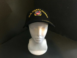 US COAST GUARD PADDED SATIN STITCH BLACK STRAPBACK HAT CAP - $13.76