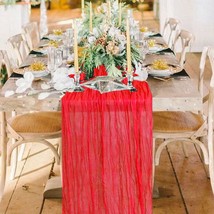 Gauze Cheesecloth Table Runner Red 10Ft Cheese Fabric Table Runner For Wedding P - £14.94 GBP