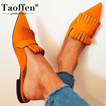 Taoffen Women Fashion Pointed Toe Sexy Summer Shoes Woman Tassle Casual Daily La - £52.16 GBP