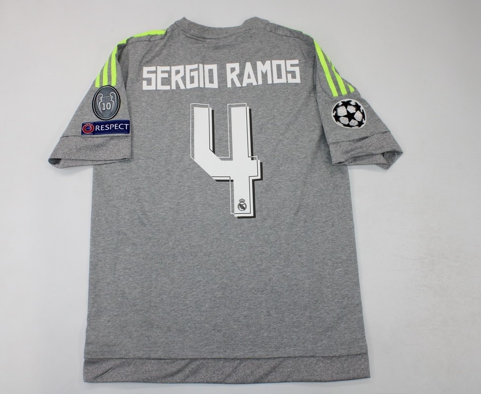 real madrid jersey 2015 2016 shirt sergio ramos gray short sleeve UCL style