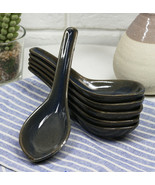 Ebros Made In Japan Modern Sleek Glazed Ceramic Mocha Brown Soup Spoons ... - $26.99